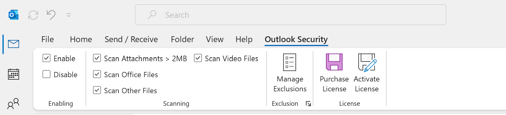 Outlook phishing protection link inspection ribbon view 